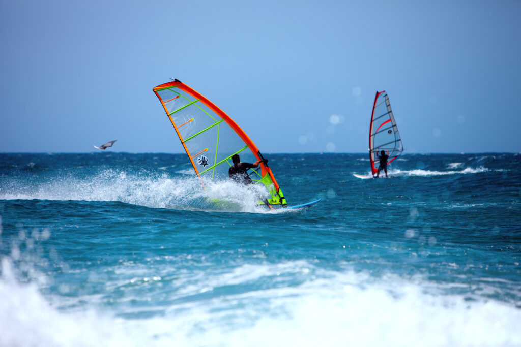 Wind surfing in the summer